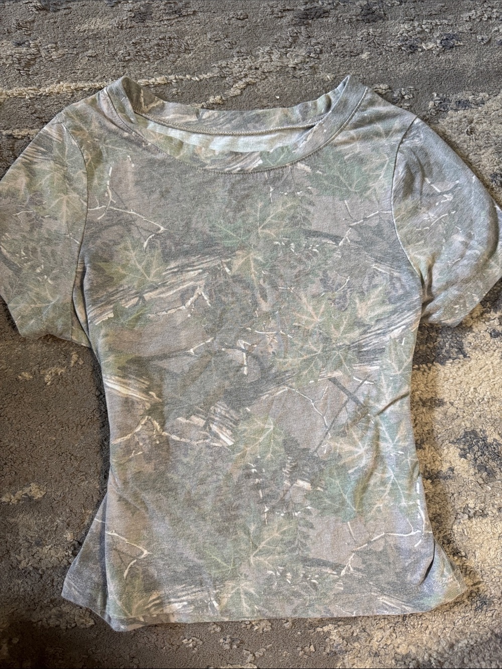 PacSun Women’s Camo Short Sleeve Tee in Green and Gray